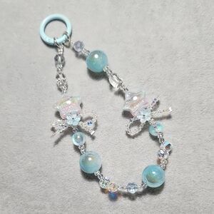 Pastel Blue Iridescent Beaded Key & Card Holder